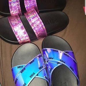 2 pairs of vs pink slides